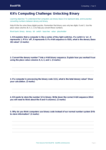 Free Binary Worksheet | Year 5 Core | BookFlik