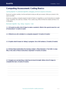 Free Coding Assessment | Year 4 Supported | BookFlik