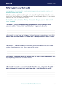 Free Cybersecurity Activity Sheet | Year 5 Core | BookFlik