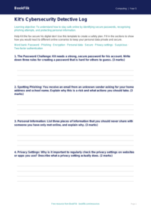 Free Cybersecurity Worksheet for Year 5 | BookFlik Education