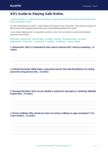 Free Cybersecurity Writing Frame | Year 5 Core | BookFlik