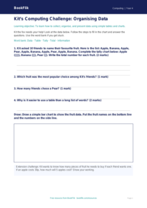 Free Data Handling Worksheet | Year 4 Supported | BookFlik