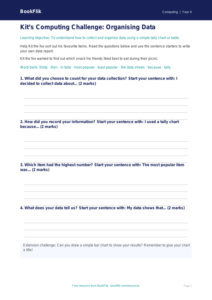 Free Data Handling Writing Frame | Year 4 Supported | BookFlik