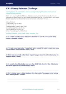 Free Databases Activity Sheet | Year 5 Core | BookFlik
