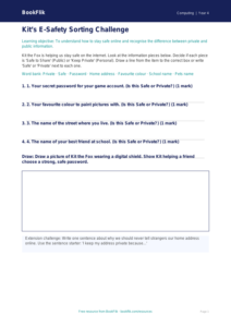 Free E-Safety Activity Sheet | Year 4 Supported | BookFlik