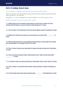 Free E-Safety Quiz for Year 4 | Printable Worksheet | BookFlik