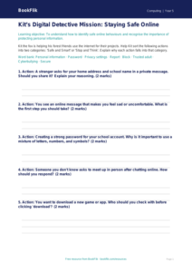 Free E-Safety Activity Sheet | Year 5 Core | BookFlik
