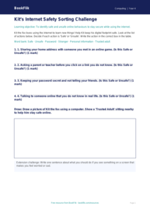 Free Internet Safety Activity Sheet | Year 4 Supported | BookFlik