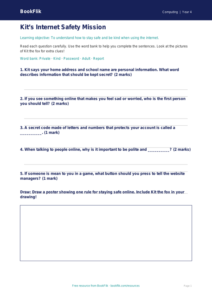 Free Internet Safety Worksheet | Year 4 Supported | BookFlik