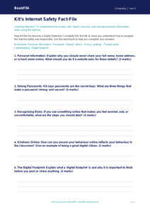 Free Internet Safety Worksheet | Year 5 Lesson Plan | BookFlik