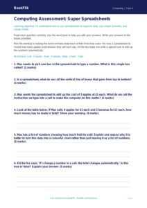 Free Spreadsheets Assessment | Year 4 Supported | BookFlik