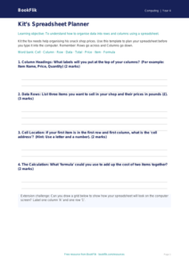 Free Spreadsheets Template | Year 4 Supported | BookFlik