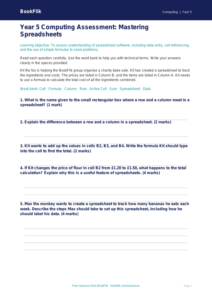 Free Spreadsheets Assessment | Year 5 Core | BookFlik