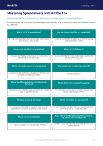Free Spreadsheets Flashcards | Year 5 Core | BookFlik