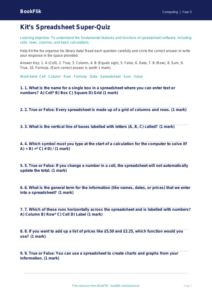Free Spreadsheets Quiz | Year 5 Core | BookFlik