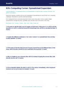 Free Spreadsheets Worksheet | Year 5 Core | BookFlik