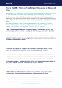 Free Cooking Nutrition Activity Sheet | Year 4 Greater Depth | BookFlik