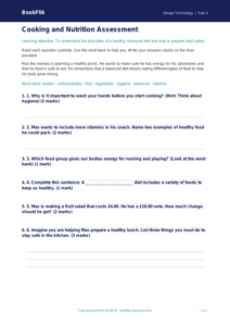 Free Cooking Nutrition Assessment | Year 4 Supported | BookFlik