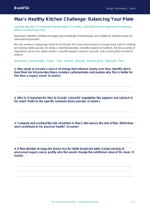 Free Cooking Nutrition Worksheet | Year 4 Greater Depth | BookFlik