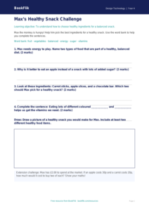 Free Cooking Nutrition Worksheet | Year 4 Supported | BookFlik
