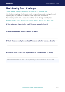Free Cooking Nutrition Writing Frame | Year 4 Supported | BookFlik
