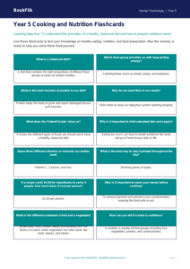 Free Cooking Nutrition Flashcards | Year 5 Core | BookFlik
