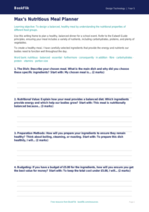 Free Cooking Nutrition Writing Frame | Year 5 Core | BookFlik