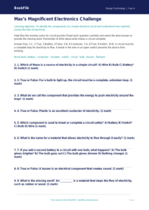 Free Electronics Quiz | Year 4 Greater Depth | BookFlik