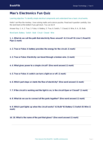 Free Electronics Quiz | Year 4 Supported | BookFlik
