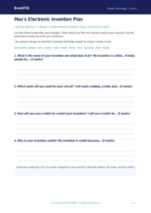Free Electronics Writing Frame | Year 4 Supported | BookFlik