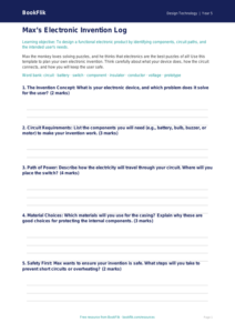 Free Electronics Template | Year 5 Core | BookFlik