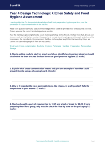 Free Food Hygiene Assessment | Year 4 Greater Depth | BookFlik