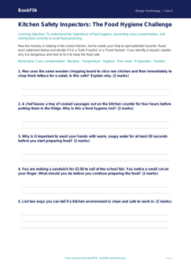Free Food Hygiene Activity Sheet | Year 5 Core | BookFlik