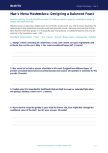 Free Healthy Meals Activity Sheet | Year 4 Greater Depth | BookFlik