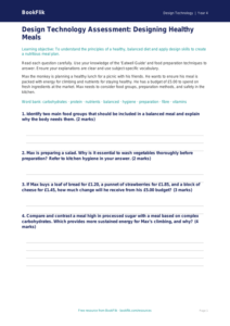 Free Healthy Meals Assessment | Year 4 Greater Depth | BookFlik