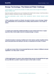 Free Healthy Meals Worksheet | Year 4 Greater Depth | BookFlik