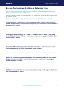 Free Healthy Meals Worksheet | Year 5 Core | BookFlik