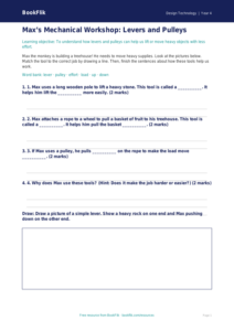 Free Levers And Pulleys Activity Sheet | Year 4 Supported | BookFlik