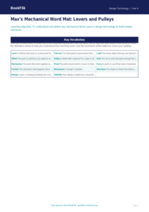 Free Levers And Pulleys Word Mat | Year 4 Supported | BookFlik