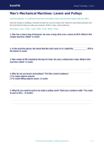 Free Levers And Pulleys Worksheet | Year 4 Supported | BookFlik