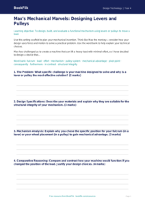 Free Levers And Pulleys Writing Frame | Year 4 Greater Depth | BookFlik