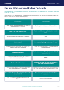 Free Levers And Pulleys Flashcards | Year 5 Core | BookFlik