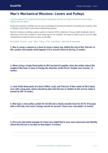 Free Levers And Pulleys Worksheet | Year 5 Core | BookFlik