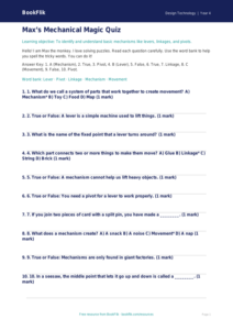 Free Mechanisms Quiz | Year 4 Supported | BookFlik
