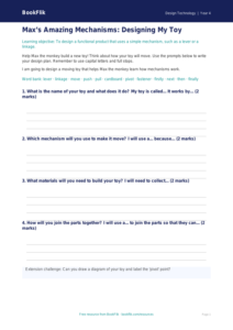 Free Mechanisms Writing Frame | Year 4 Supported | BookFlik