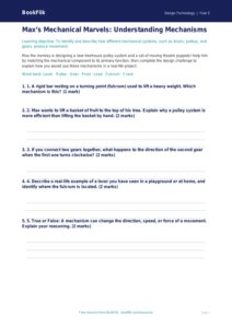 Free Mechanisms Activity Sheet | Year 5 Core | BookFlik