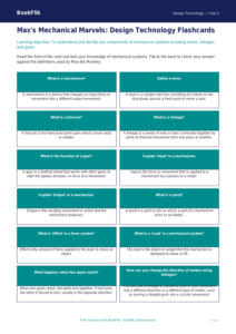 Free Mechanisms Flashcards | Year 5 Core | BookFlik