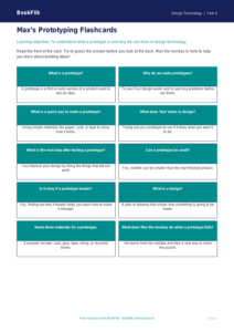 Free Prototyping Flashcards | Year 4 Supported | BookFlik