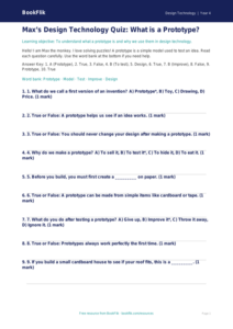 Free Prototyping Quiz | Year 4 Supported | BookFlik