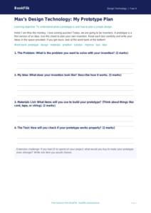 Free Prototyping Template | Year 4 Supported | BookFlik